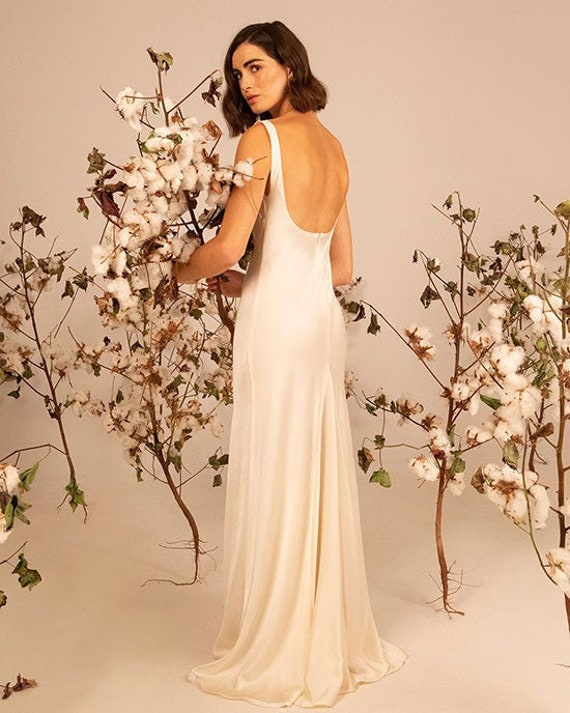 sachin and babi light blue dress Ivory Satin V-neck Mermaid Destination Wedding Dress