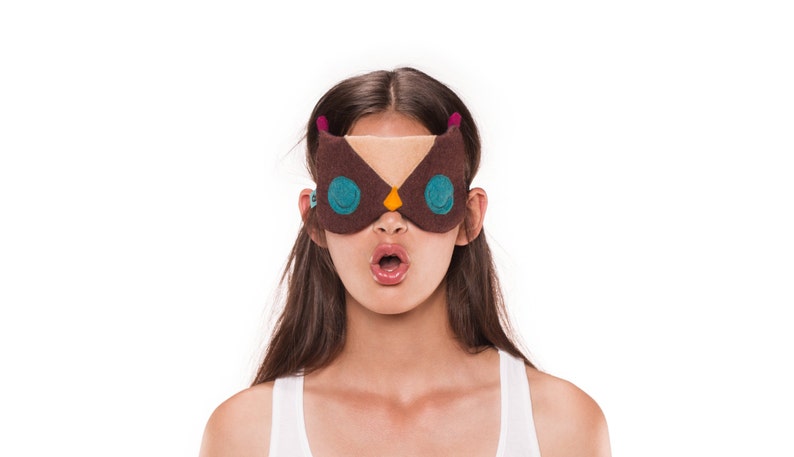 Natural Felt Breathable Owl sleep eye mask, high quality eye mask, night mask, nap mask, mask for yoga image 1