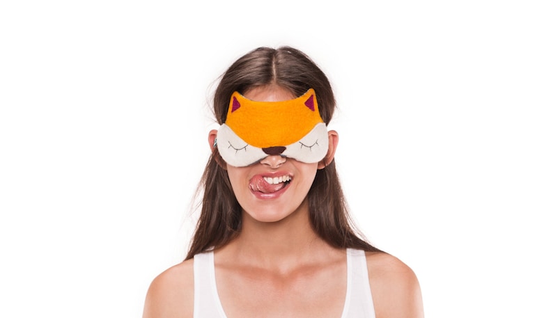 Natural Felt Breathable Fox sleep eye mask, high quality eye mask, night mask, nap mask, mask for yoga image 1