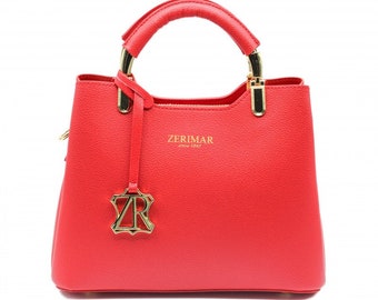 Zerimar Leather handbag with double closure 25x18x11 cm