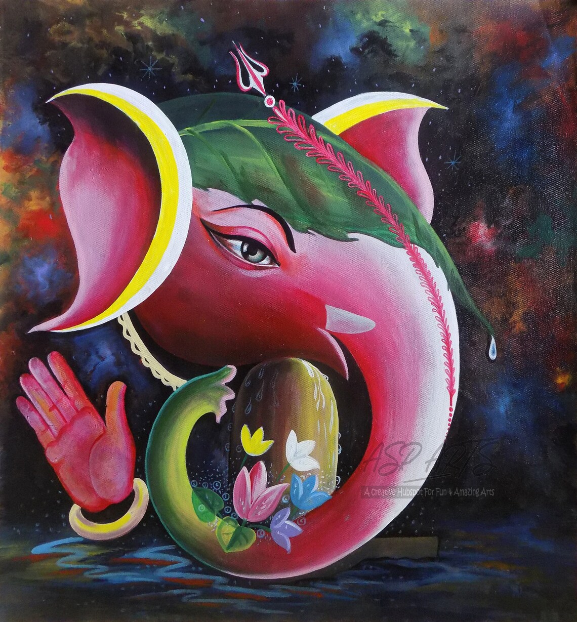 Buy Ganesha Abstract Painting Ganesha Canvas Painting Ganesha Online in India Etsy