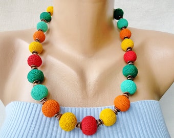 joias coloridas amarelo laranja colar de contas vermelho verde mulheres presente para seu dia dos namorados verão brilhante colorido colar multicolorido joias