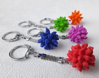 quarantine gift thinking of you keychain stay at home unique accessory gift for your loved ones keychain thorns  lovely keyring red blue