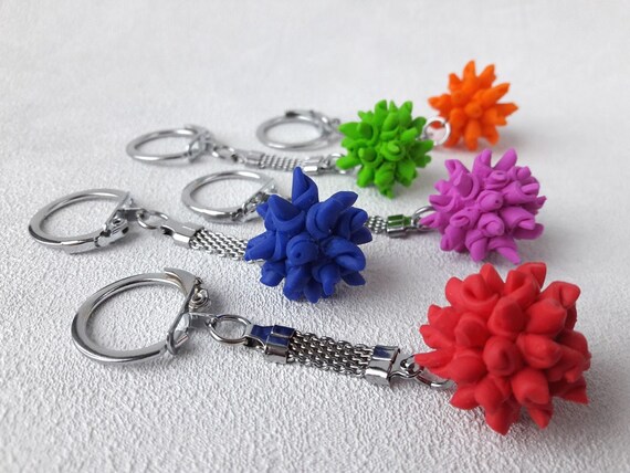 quarantine gift thinking of you keychain stay at home unique accessory gift for your loved ones keychain thorns  lovely keyring red blue
