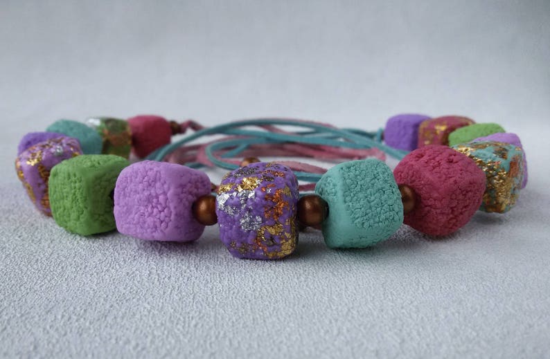 Colorful necklace summer gift idea summer jewelry pastel Cubes Necklace sweet Marshmelow jewelry birthday gift girlfriend clay jewelry