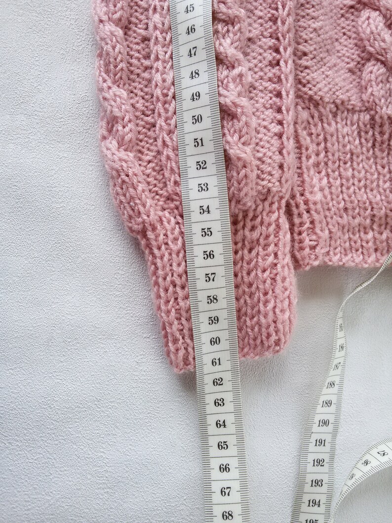 Woman clothing pink cable knit Sweater chunky soft warm perfect winter gift for woman fashion pullover hand knit sweater Valentine gift image 8