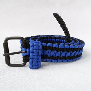 Blue black cobra knot belt paracord 550 mens belt black Boyfriend gift father Blue belt Fashion accessories him belt woven adjustable belt image 1