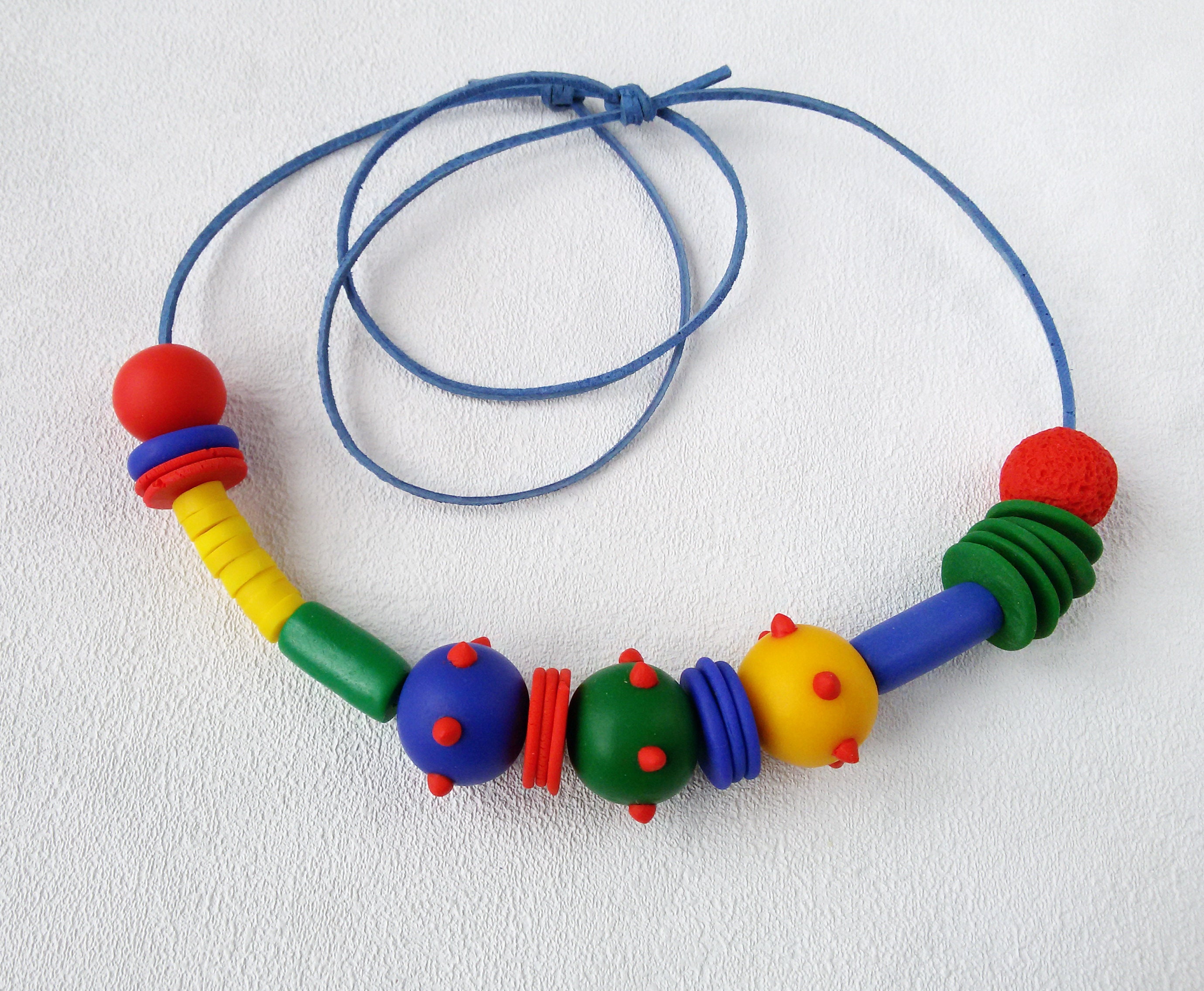 Mexico Jewelry Bright Blue and Red Mexican Necklace Peyote - Etsy