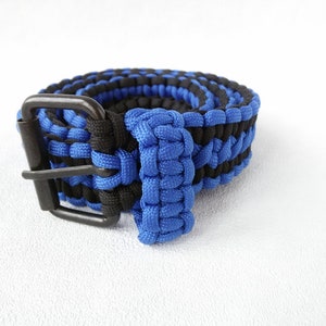 Blue black cobra knot belt paracord 550 mens belt black Boyfriend gift father Blue belt Fashion accessories him belt woven adjustable belt image 3