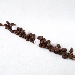 Beaded bracelet Coffee lover Brown white jewelry polymer clay Coffee sugar everyday jewelry barista sister gift for her unique bracelet image 3