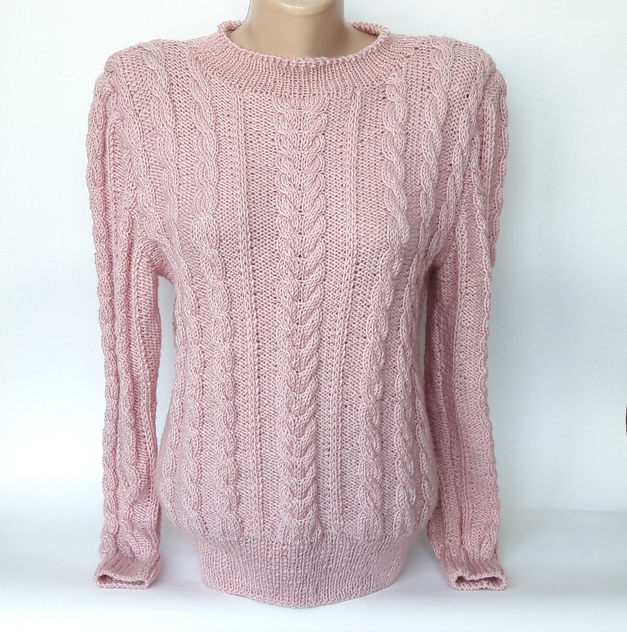 Woman Clothing Pink Cable Knit Sweater Chunky Soft Warm Perfect Winter ...