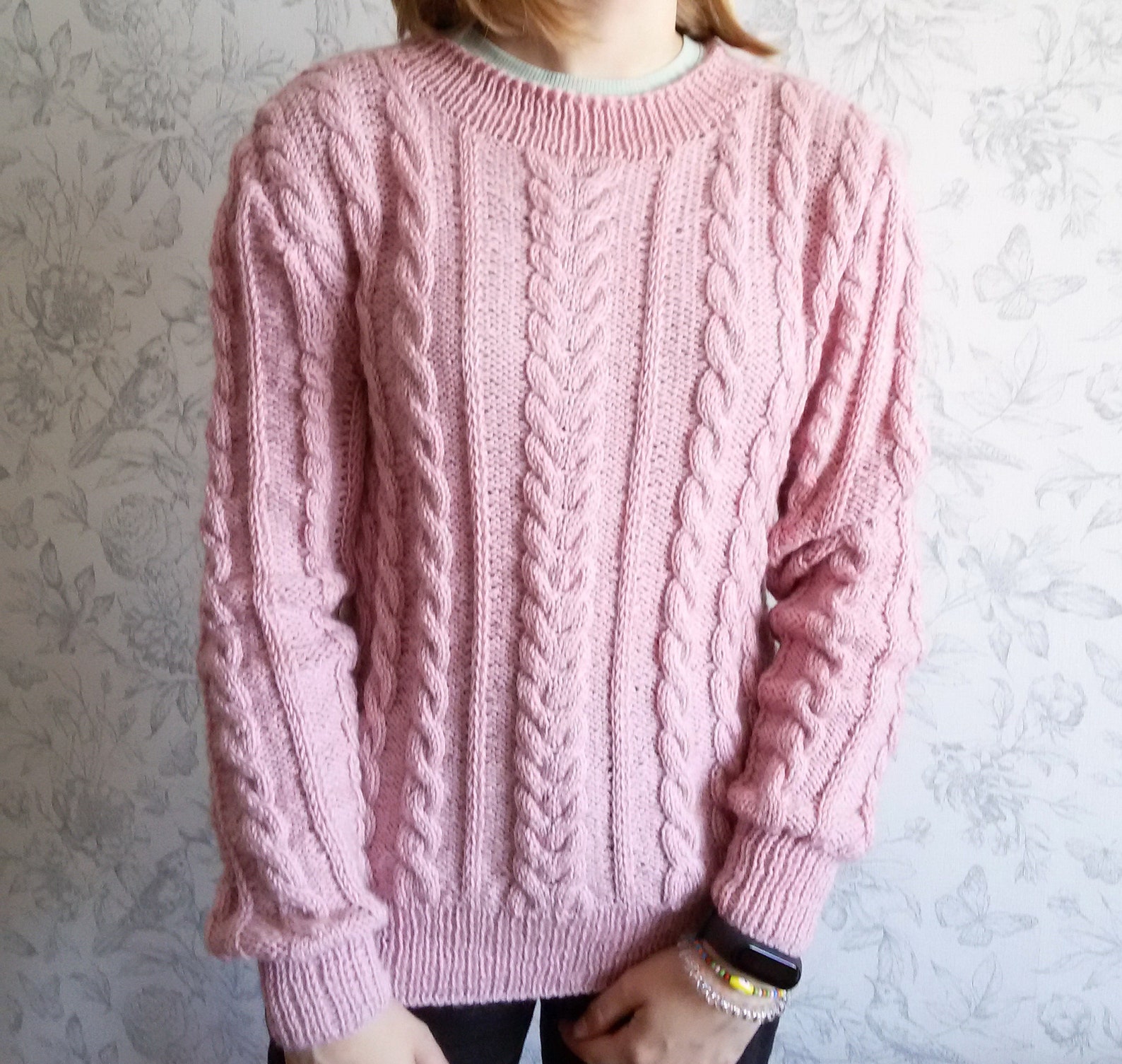 Woman Clothing Pink Cable Knit Sweater Chunky Soft Warm - Etsy