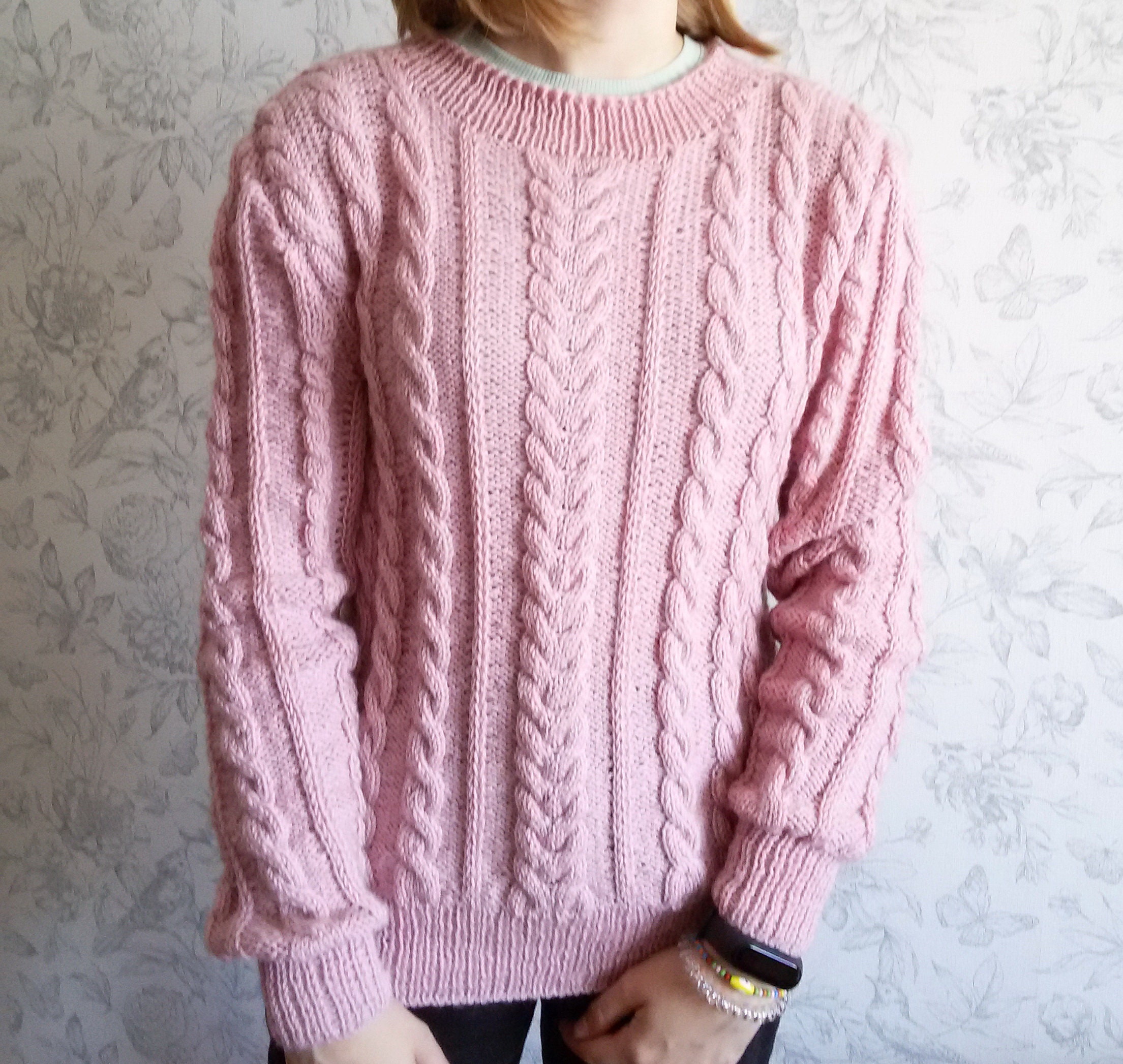 Woman Clothing Pink Cable Knit Sweater Chunky Soft Warm - Etsy