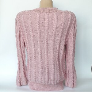 Woman clothing pink cable knit Sweater chunky soft warm perfect winter gift for woman fashion pullover hand knit sweater Valentine gift image 4