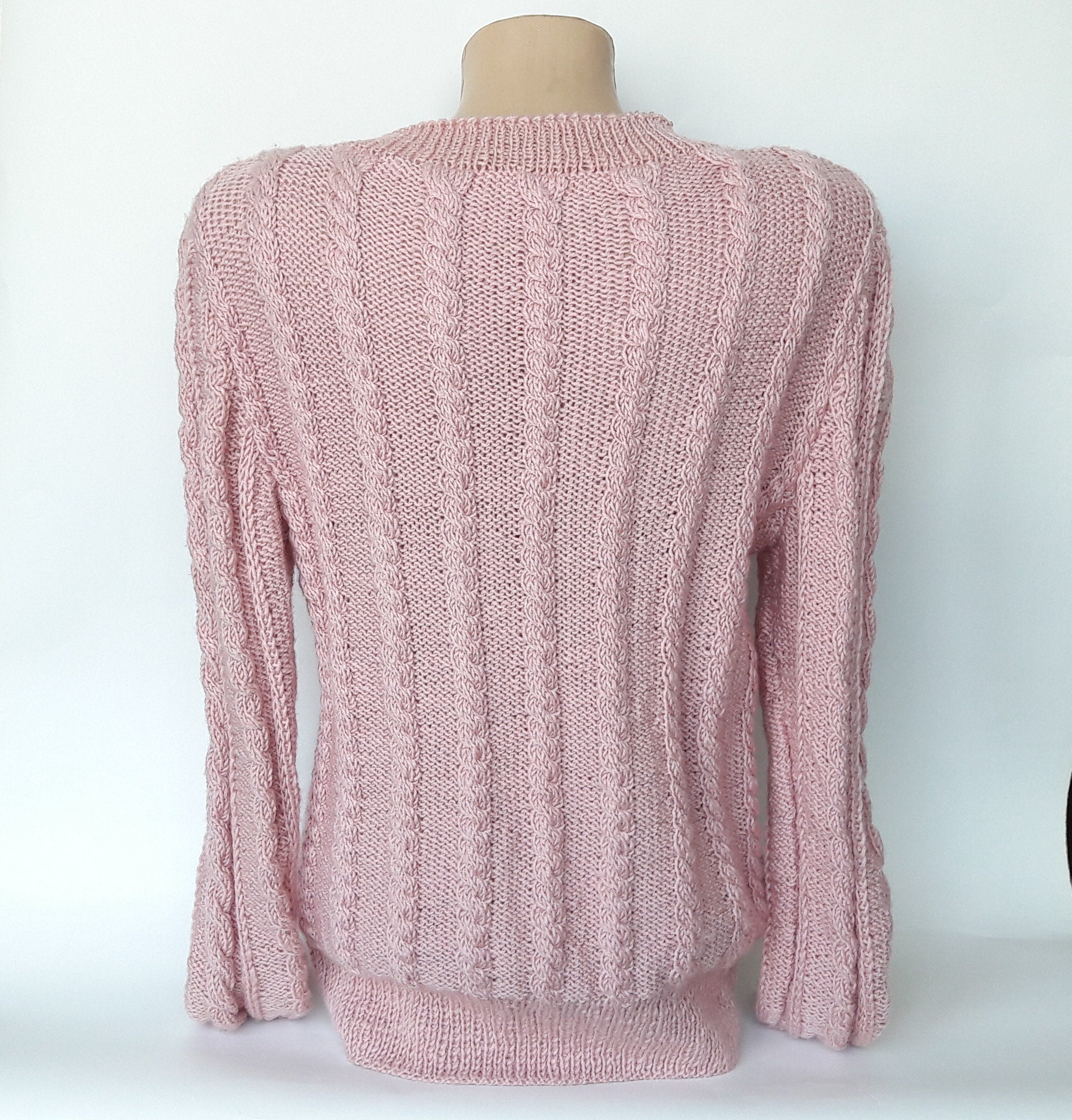 Woman Clothing Pink Cable Knit Sweater Chunky Soft Warm Perfect Winter ...