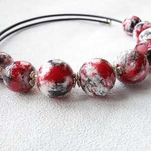 beaded necklaces for women black white red polymer clay jewelry chunky beads short statement necklace burgundy fashion jewelry ceramics