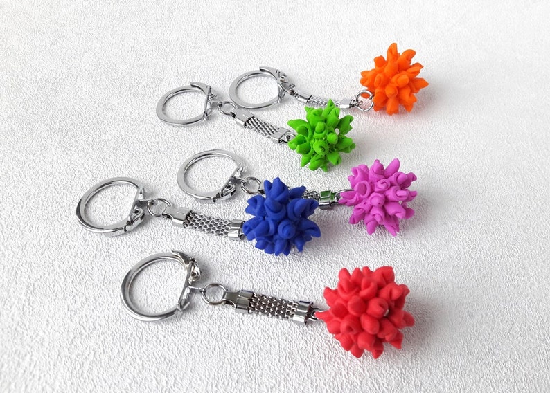 quarantine gift thinking of you keychain stay at home unique accessory gift for your loved ones keychain thorns lovely keyring red blue image 2