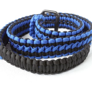 Blue black cobra knot belt paracord 550 mens belt black Boyfriend gift father Blue belt Fashion accessories him belt woven adjustable belt image 2