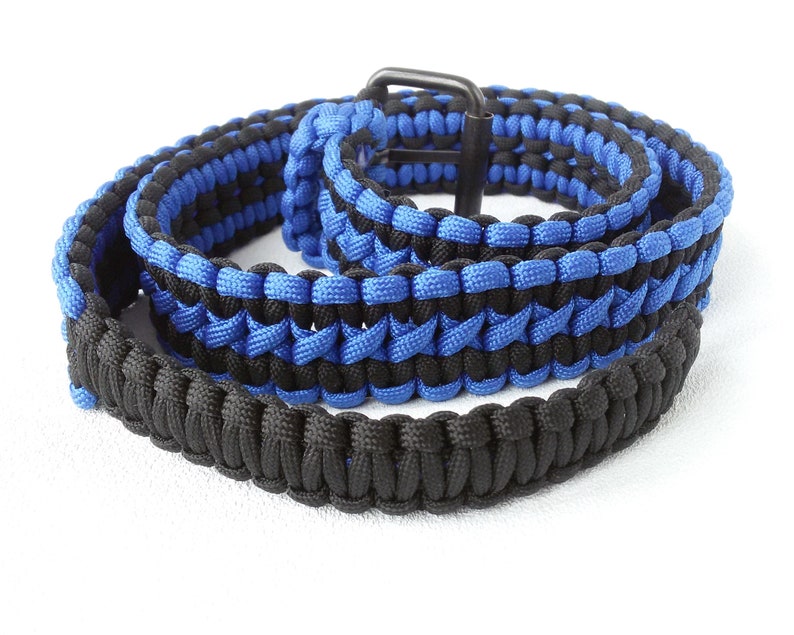 Blue black cobra knot belt paracord 550 mens belt black Boyfriend gift father Blue belt Fashion accessories him belt woven adjustable belt image 2