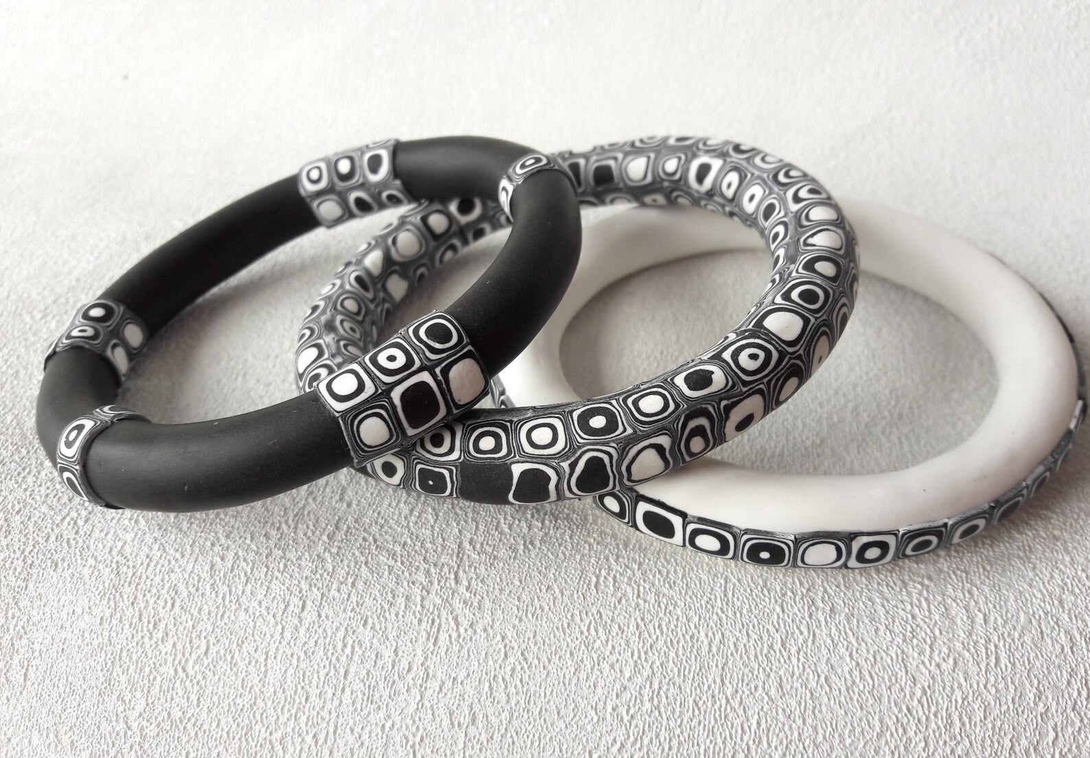 Black and White Bracelet Women Fashion Set Thin Bracelets Stacking
