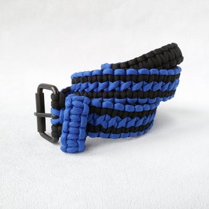 Blue black cobra knot belt paracord 550 mens belt black Boyfriend gift father Blue belt Fashion accessories him belt woven adjustable belt image 4