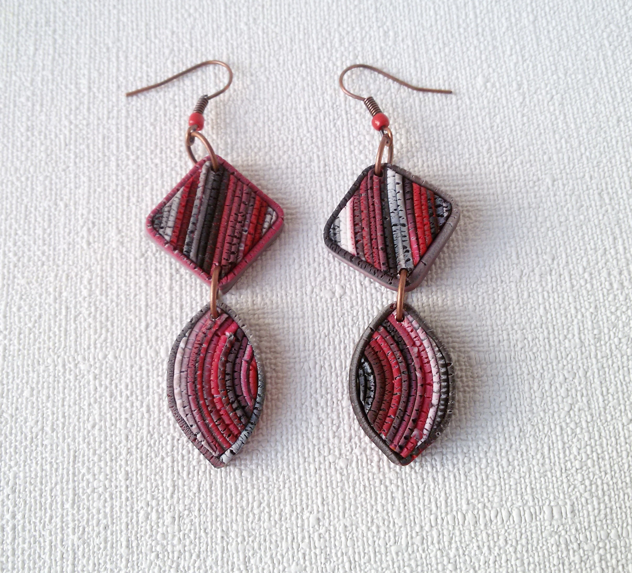 Burgundy Black Square Earrings Women Long Dangle Boho Jewelry Etsy