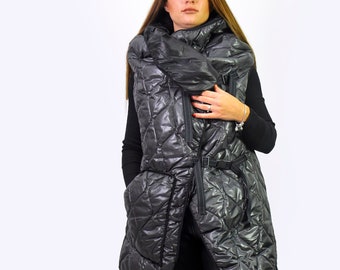 Puffer Jacket Women, Bomber Jacket With Hood,Plus Size Clothing, Sleeveless Coat