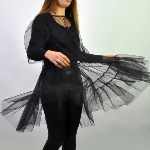 Tulle Midi Dress, Gothic Dress For Women, Gothic Prom Dress, Plus Size Clothing, Batwing Dress, Vampire Dress, Witchy Clothing, Black Dress