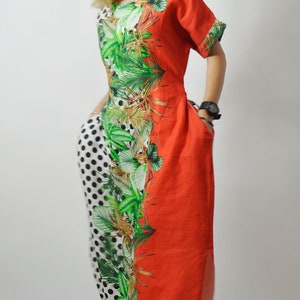 Linen Dress, Floral Dress, Linen Kaftan, Linen Clothes, Plus Size Linen Dress, Plus Size Maxi Dress, Summer Kaftan, Plus Size Clothing