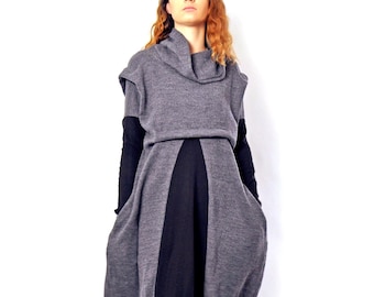 Handmade Wool Kaftan Dress, Plus Size Winter Clothing