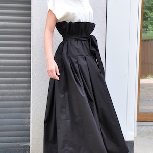 Maxi Long Taffeta Skirt, Long Skirt, Black Skirt, Long Waistband Skirt, Handmade Skirt, Low Waisted Black Skirt, Formal Skirt, Gabygaclothes