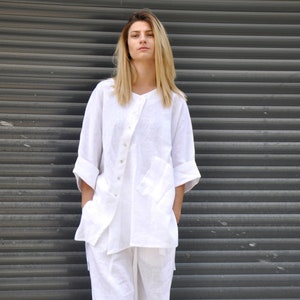 Linen Suit Women, Linen Clothing, Linen Set Of Two Piece, Linen Clothes For Women, White Linen Suit, Linen Outfit For Women, Tunic And Pants