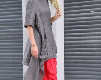 Linen Loose Style Set - Linen Clothes, Tunic Top and Pants, Plus Size Outfit, Long Linen Tunic Set, Linen Pants Suit, Linen Clothing Women