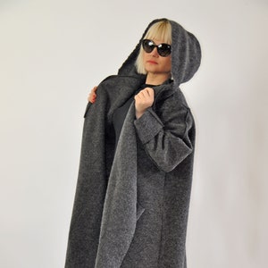 Wool Coat Women, Wollmantel Damen, Hooded Wool Coat, Winter Coat For Women, Plus Size Coat, Gray Coat, Oversize Coat, Warm Coat, Long Coat