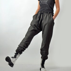 Cargo Wool Pants, Warm Winter Harem Style Pants, Plus Size Merino Wool Pants, Cyberpunk Loose Pants, Comfortable Urban Pocket Trousers,