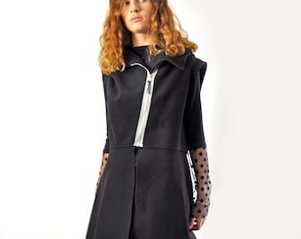 Black Wool Vest, Wool Cardigan, Sleeveless Jacket Coat, Plus Size Clothing, Winter Wool Coat, Asymmetric Coat, Hooded Coat, Warm Black Vest