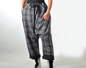 Wool Harem Pants, Tartan Trousers, Plaid Pants For Women, Winter Harem Pants, Check Pants, Wool Trousers, Winter Clothing, Wide Leg Pants