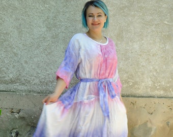 Dress For Women, Linen Maxi Dress, Linen Clothing, Plus Size Linen Dress, Tie Dye Clothing, Summer Linen Dress, Beach Linen Dress, Abaya