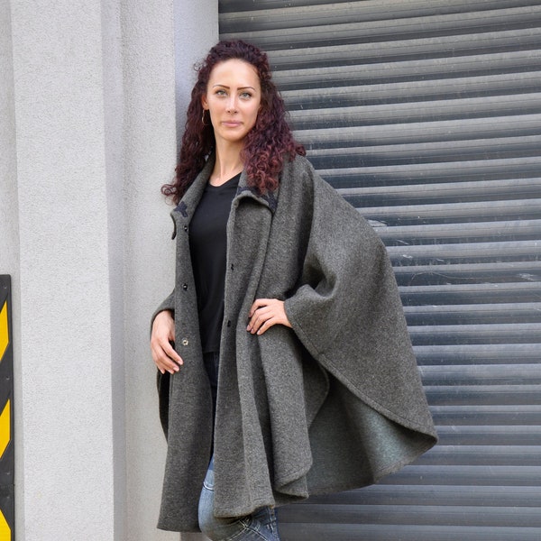 Wool Cape Coat For Women, Winter Cape Coat, Plus Size Clothing, Outerwear Cape, Warm Cape Coat, Oversize Coat, Winter Clothing, Plus Size