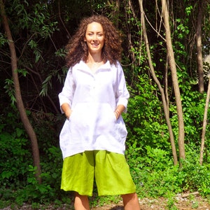 Conjunto de lino para mujer, conjunto de lino de 2, ropa de lino, conjunto de verano, túnica y pantalones de lino, conjunto de lino de pierna ancha, conjunto de lino de dos piezas, Gabyga