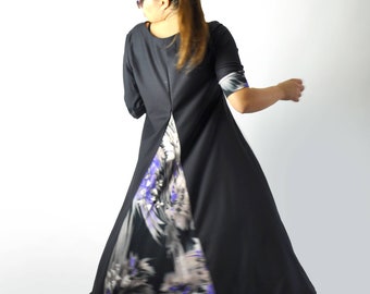 Long Black Dress, Maxi soft Wool Dress, Plus size extravagant Dress, Woman Casual Dress, Woman winter Dress, Day wear Party Dress/D0361