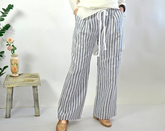 パンツ・ボトムスその他 IONSEOUL Summer Linen Stripe Banding Pants JE1223 Dane Summer Pant Stripes — Sammy B.