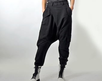 Drop Crotch Pants Women, Harem Pants, Black Pants, Baggy Pants, Wide Leg Pants, Low Crotch Pants, Winter Panties, Cargo Pants, Plus Size