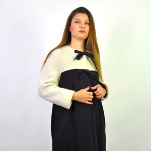 Black And White Wool Coat, Maxi Winter Coat Women, Handmade Long Overcoat, Plus Size Warm Outerwear, Cottagecore Coat, Elegant Long Overcoat