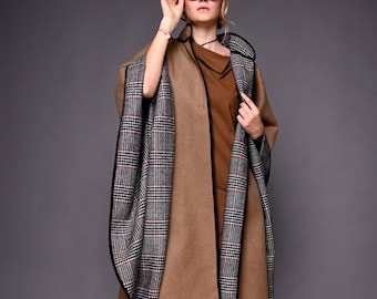 ウールケープコート：ベルト付き冬用ポンチョジャケット - Etsy 日本