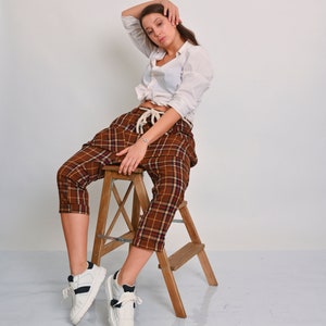 Cotton Harem Trousers Women, Plaid Pants, Bohemian Trousers, Checkered Pants, Wide Leg Pants, Hippie Pants, Baggy Pants, Drop Crotch Pants