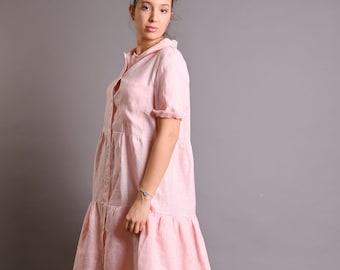 Linen Stella Dress in Antique Rose. Casual Pretty Linen Dress in Pink. -  Etsy