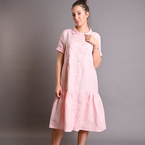 Rose Linen Dress, Italian Linen Dress, Summer Dress, Plus Size Linen Dress, Loose Linen Dress, Women Linen Dress, Collar Linen Dress, Gabyga image 2