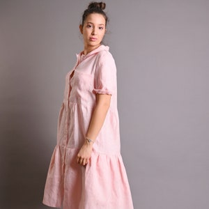 Rose Linen Dress, Italian Linen Dress, Summer Dress, Plus Size Linen Dress, Loose Linen Dress, Women Linen Dress, Collar Linen Dress, Gabyga image 1