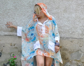 Hooded Tunic, Summer Tunic, Women Tunic, Plus Size Clothing, Cotton Shirt Tunic, Hooded Shirt, Beach Tunic, Plus Size Shirt, Loose Shirt